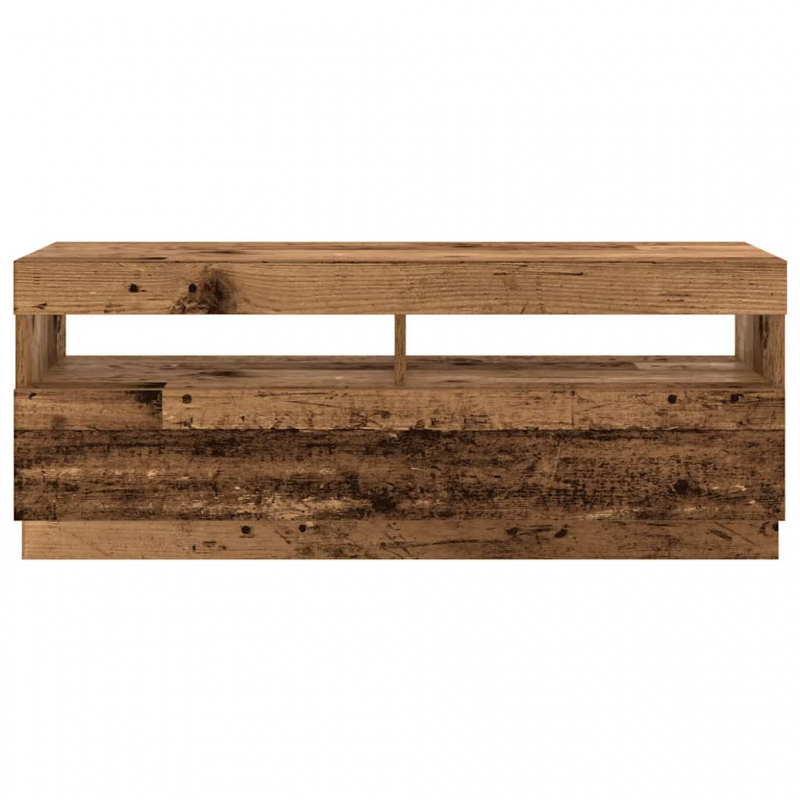 TV-Schrank mit LED-Leuchten Altholz-Optik 300x35x40 cm