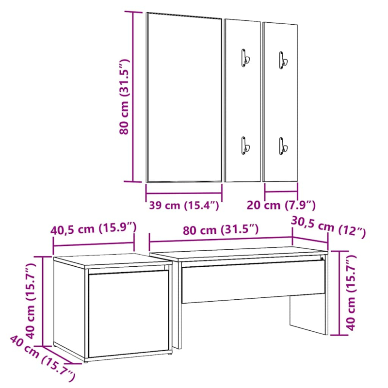 Garderoben-Set Altholz-Optik Holzwerkstoff