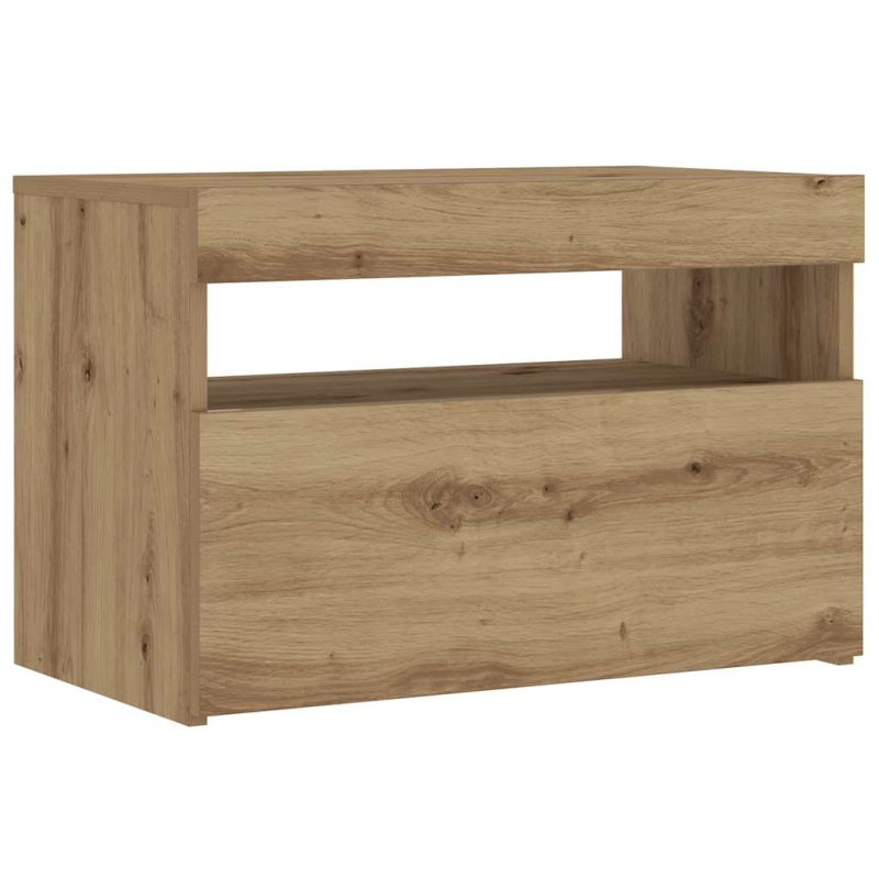 Nachttisch mit LED-Leuchten Artisan-Eiche 60x35x40 cm