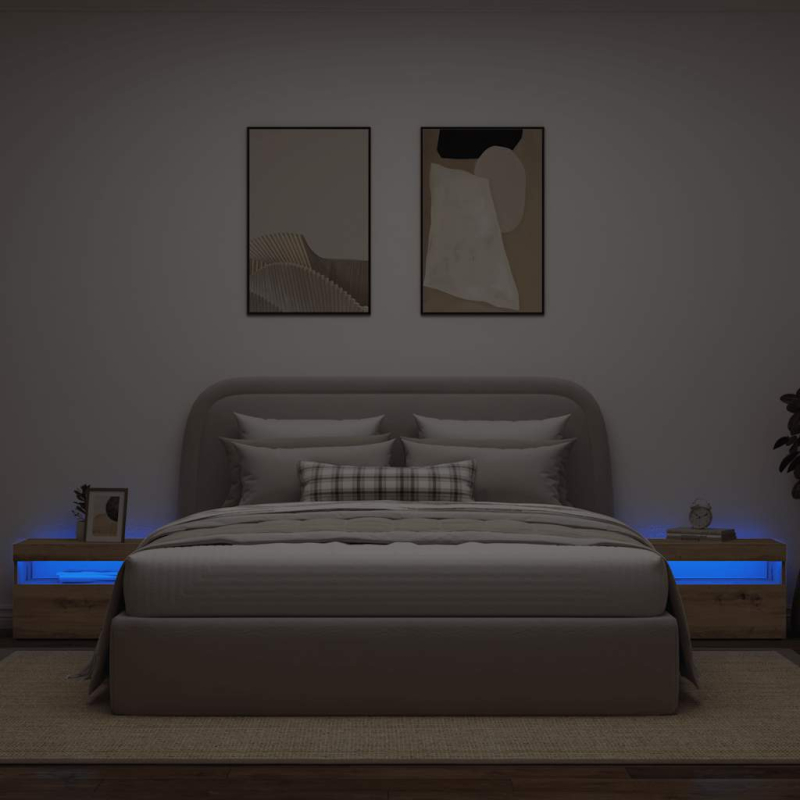 Nachttisch mit LED-Leuchten Artisan-Eiche 60x35x40 cm