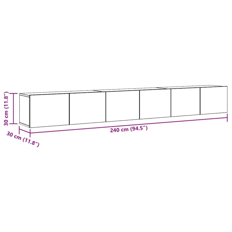 3-tlg. TV-Schrank-Set Wandmontage Altholz-Optik Holzwerkstoff