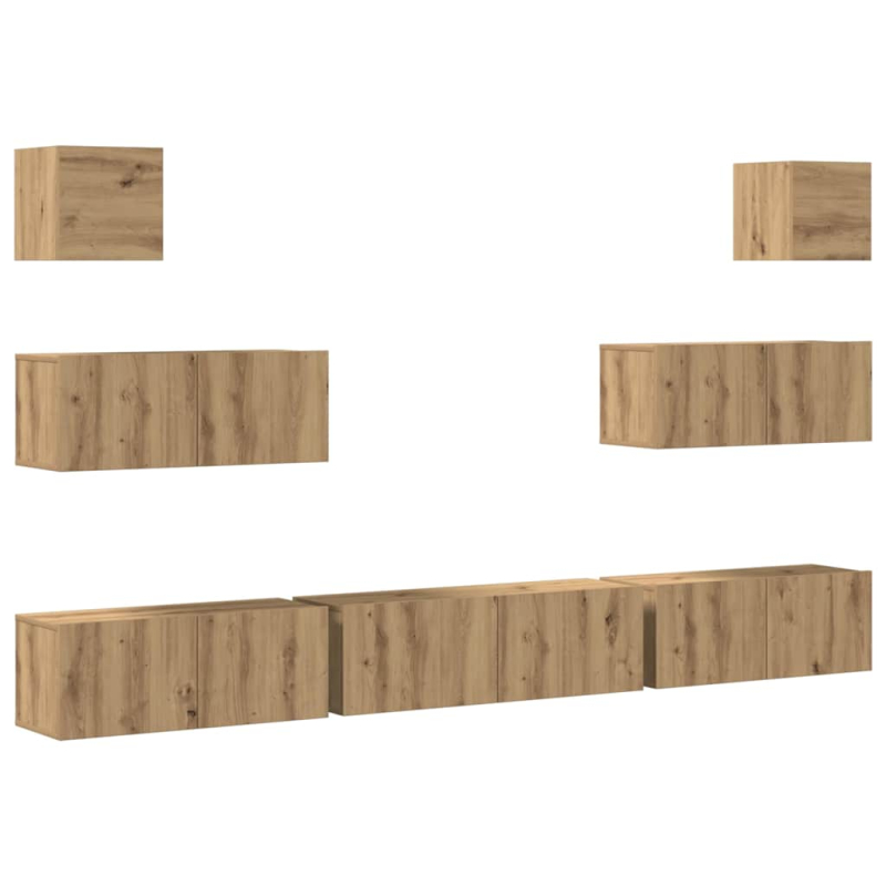 7-tlg. TV-Schrank-Set Wandmontage Artisan-Eiche Holzwerkstoff