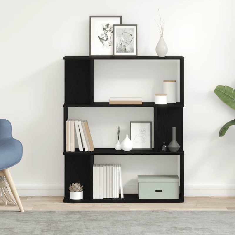 Bücherregal Schwarz Eichen-Optik 80x24x96 cm Holzwerkstoff