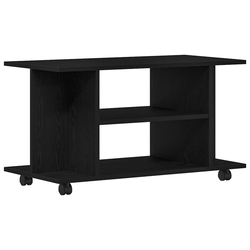 TV-Schrank mit Rollen Schwarz Eichen-Optik 80x40x45 cm