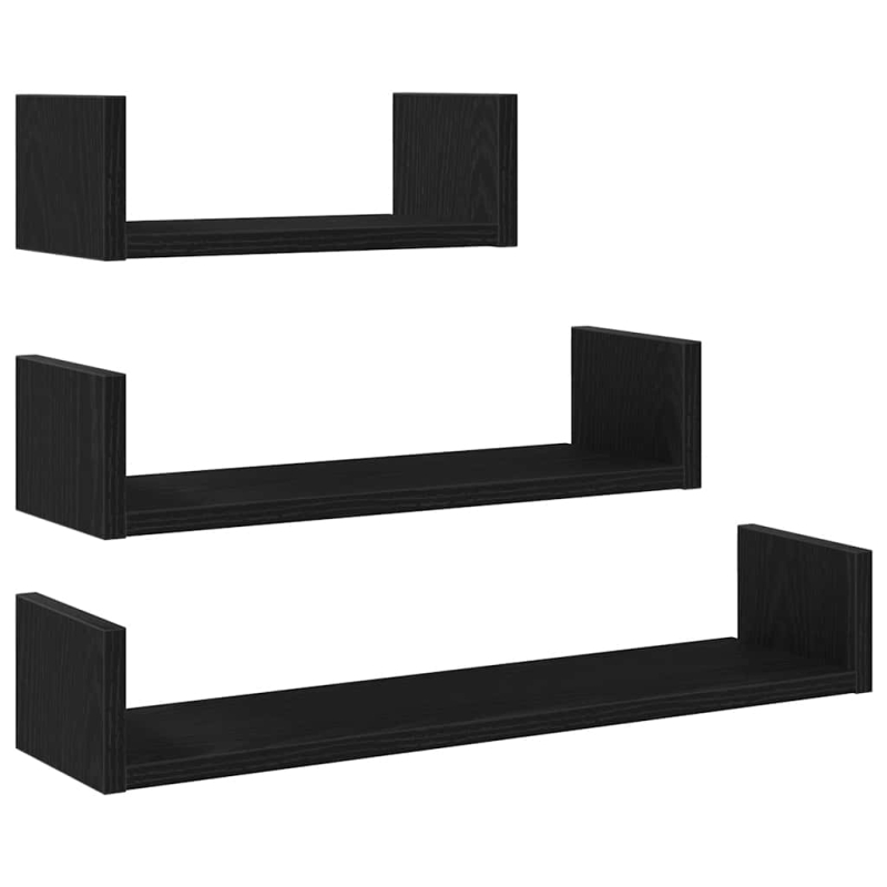 Wandregale 3 Stk. Schwarz Eichen-Optik Holzwerkstoff