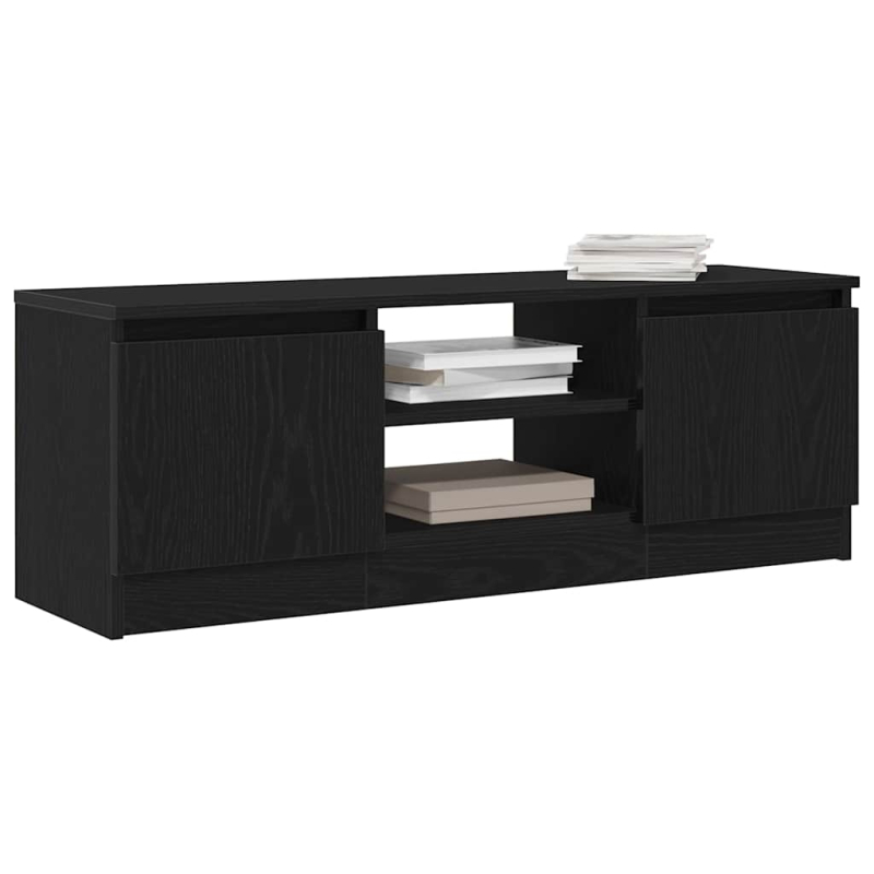 TV-Schrank Schwarz Eichen-Optik 102x30x36 cm Holzwerkstoff