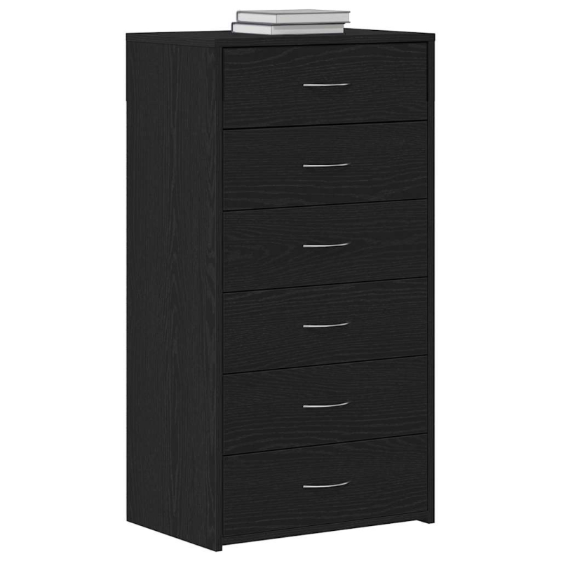 Sideboard mit 6 Schubladen Schwarz Eichen-Optik 50x34x96 cm