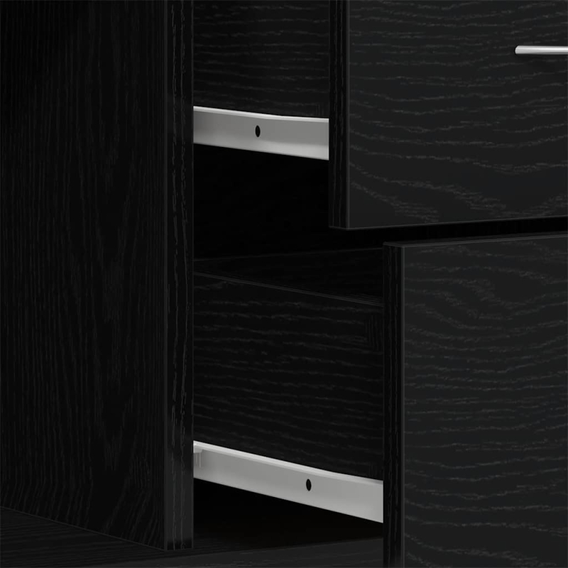 Sideboard Schwarz Eichen-Optik 88x30x64 cm Holzwerkstoff
