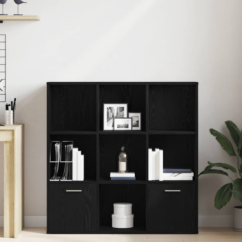 Bücherschrank Schwarz Eichen-Optik 98x29x97,5 cm Holzwerkstoff