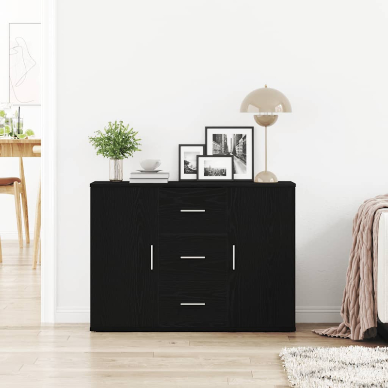 Sideboard Schwarz Eichen-Optik 91x29,5x65 cm Holzwerkstoff