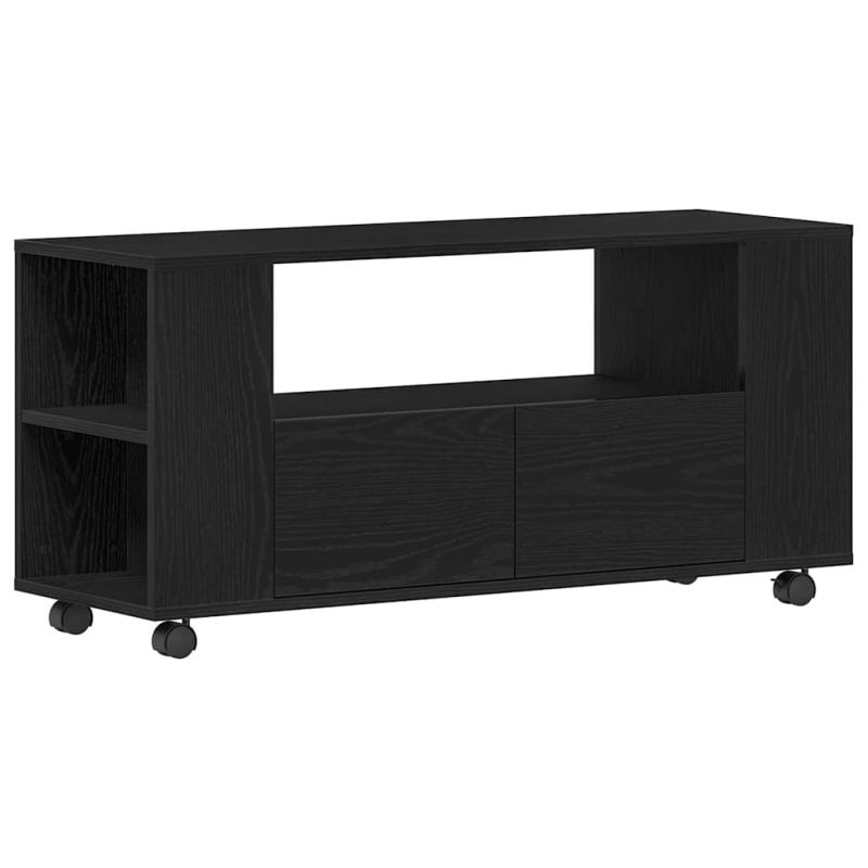 TV-Schrank mit Rollen Schwarz Eichen-Optik 102x34,5x43cm