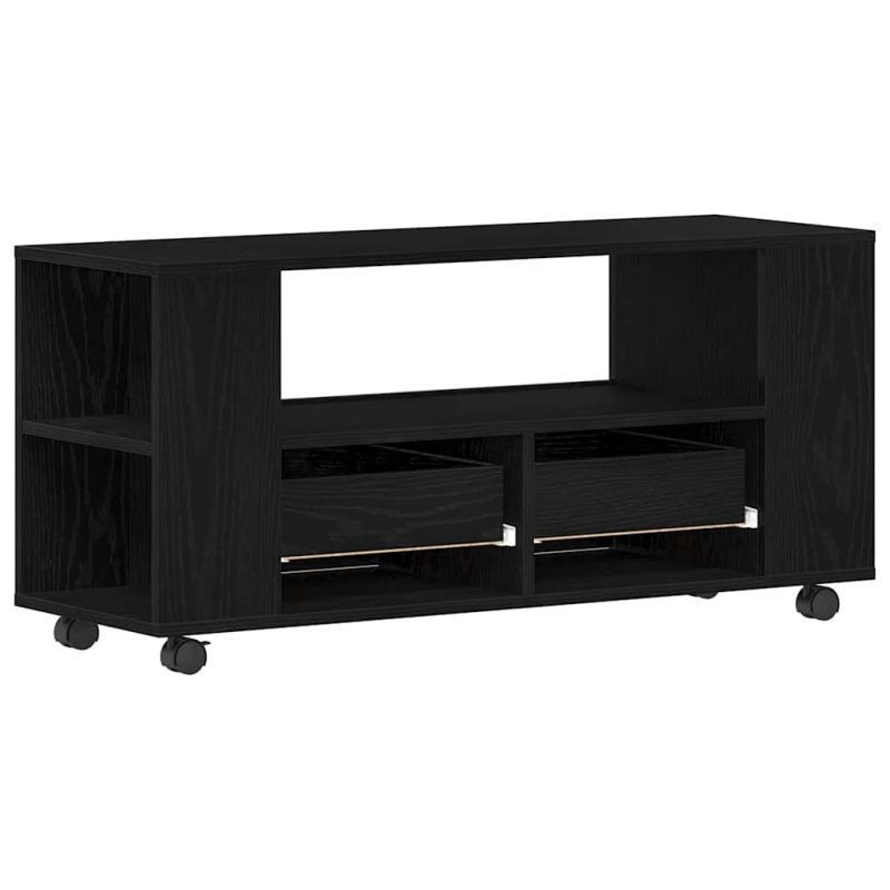 TV-Schrank mit Rollen Schwarz Eichen-Optik 102x34,5x43cm