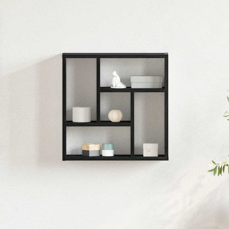 Wandregal Schwarz Eichen-Optik 45x16x45 cm Holzwerkstoff
