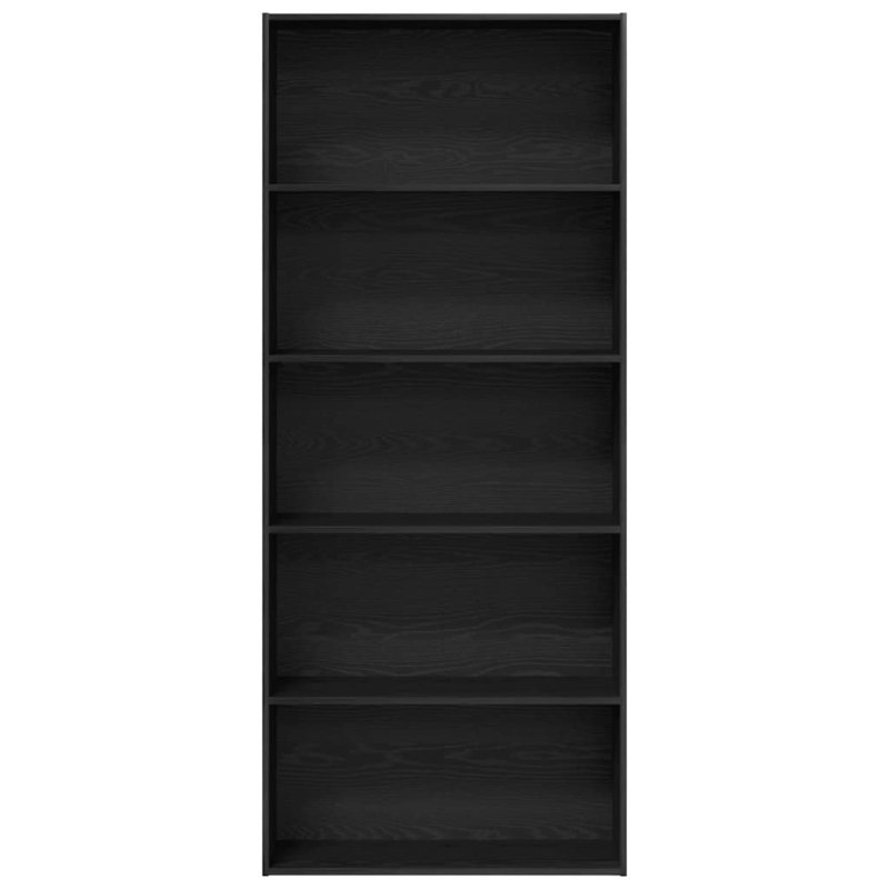 Bücherregal Schwarz Eichen-Optik 80x30x189 cm Holzwerkstoff
