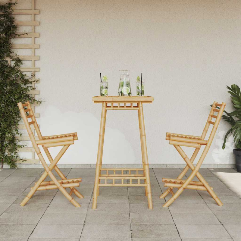 Outdoor-Barhocker mit Fußstützen 2 Stk. Klappbar Bambus