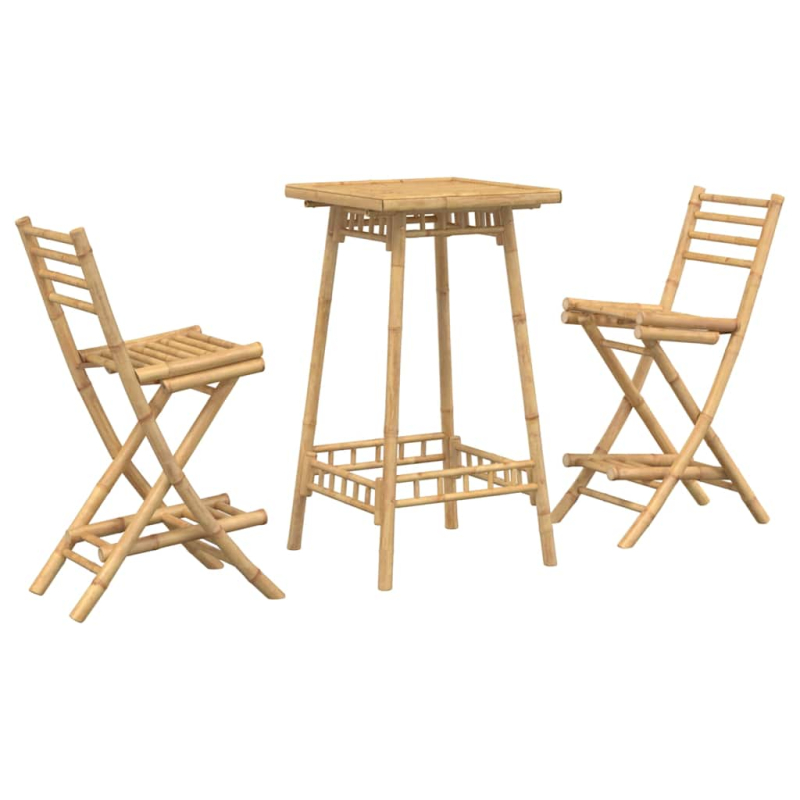 3-tlg. Outdoor-Bar-Set Klappbar Bambus