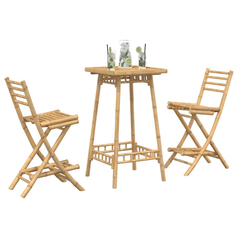 3-tlg. Outdoor-Bar-Set Klappbar Bambus