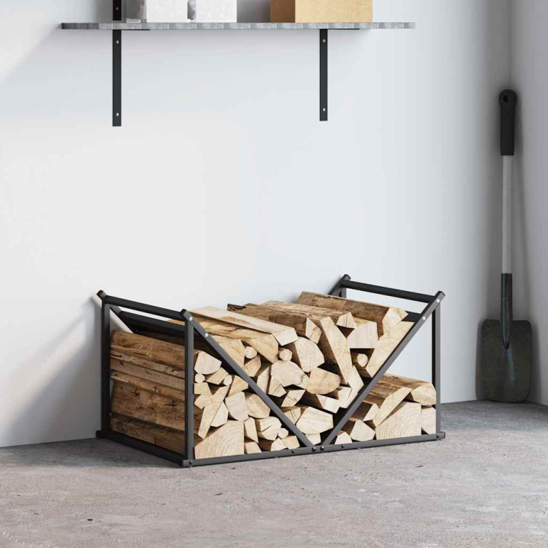 Brennholzregal Schwarz 70x43x34,5 cm Kaltgewalzter Stahl