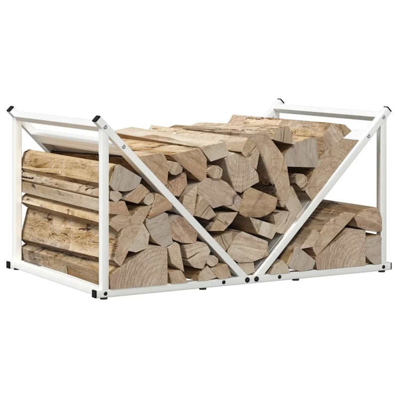 Brennholzregal Weiß 70x43x34,5 cm Kaltgewalzter Stahl