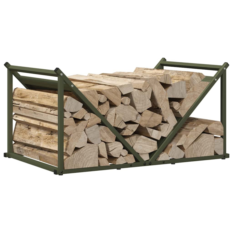 Brennholzregal Olivgrün 70x43x34,5 cm Kaltgewalzter Stahl