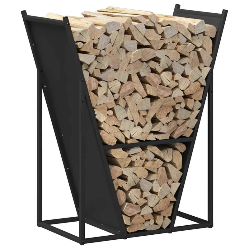Brennholzregal Schwarz 69,5x35x81 cm Kaltgewalzter Stahl