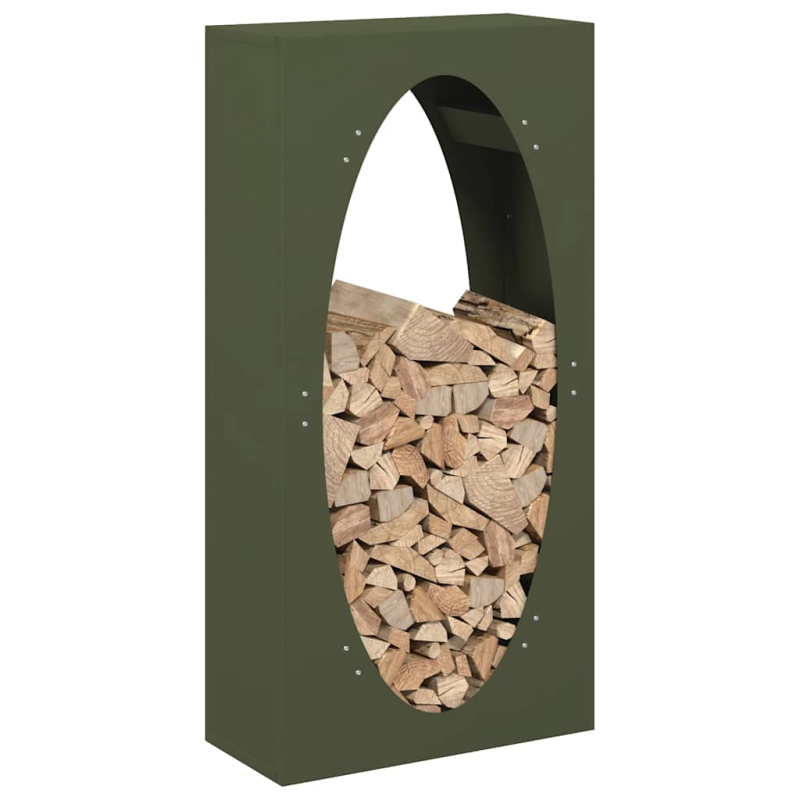 Brennholzregal Olivgrün 50x23x100 cm Kaltgewalzter Stahl