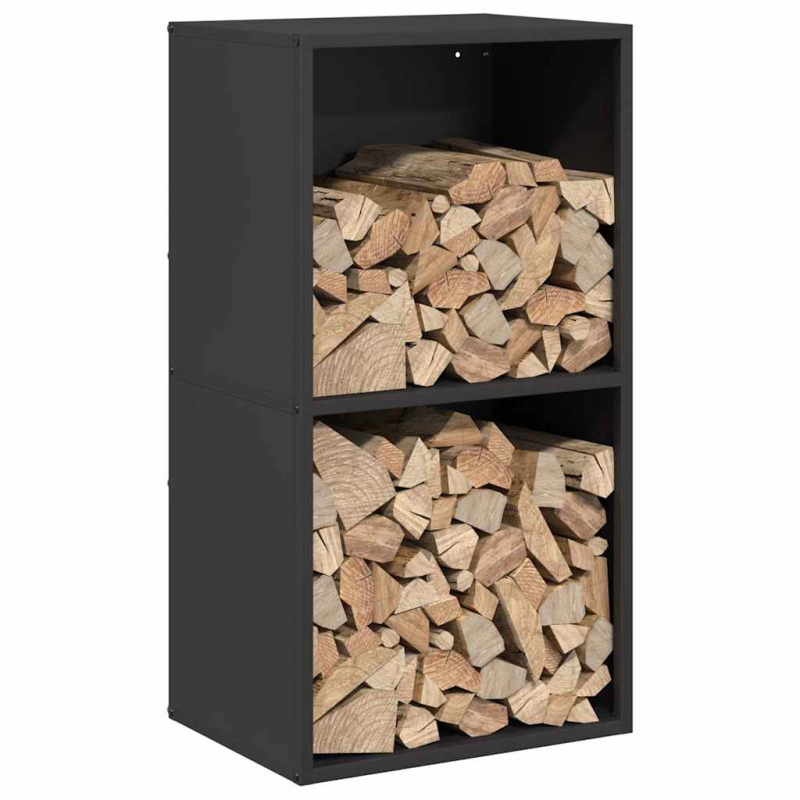 Brennholzregal Schwarz 40x30x75 cm Kaltgewalzter Stahl