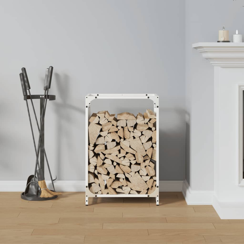 Brennholzregal Weiß 44x28x65 cm Kaltgewalzter Stahl