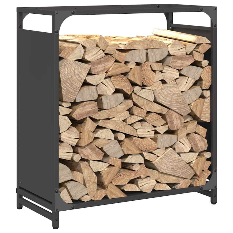 Brennholzregal Schwarz 60x28x65 cm Kaltgewalzter Stahl