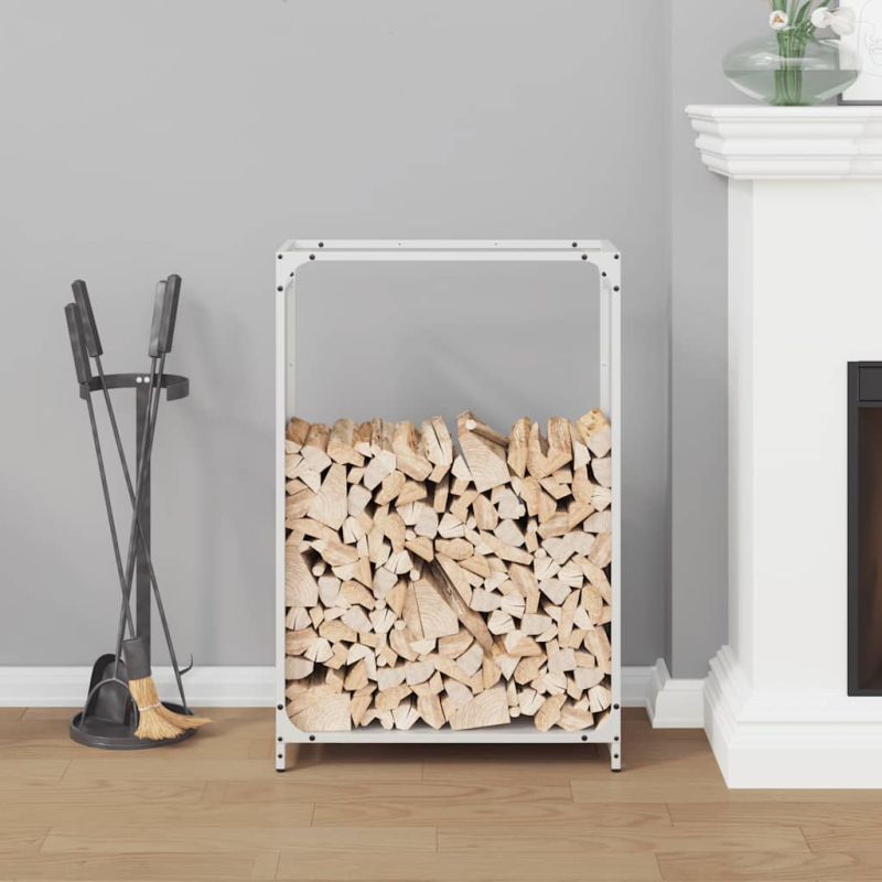 Brennholzregal Weiß 60x28x90 cm Kaltgewalzter Stahl