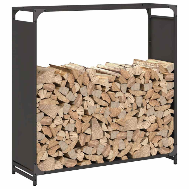 Brennholzregal Schwarz 90x28x90 cm Kaltgewalzter Stahl
