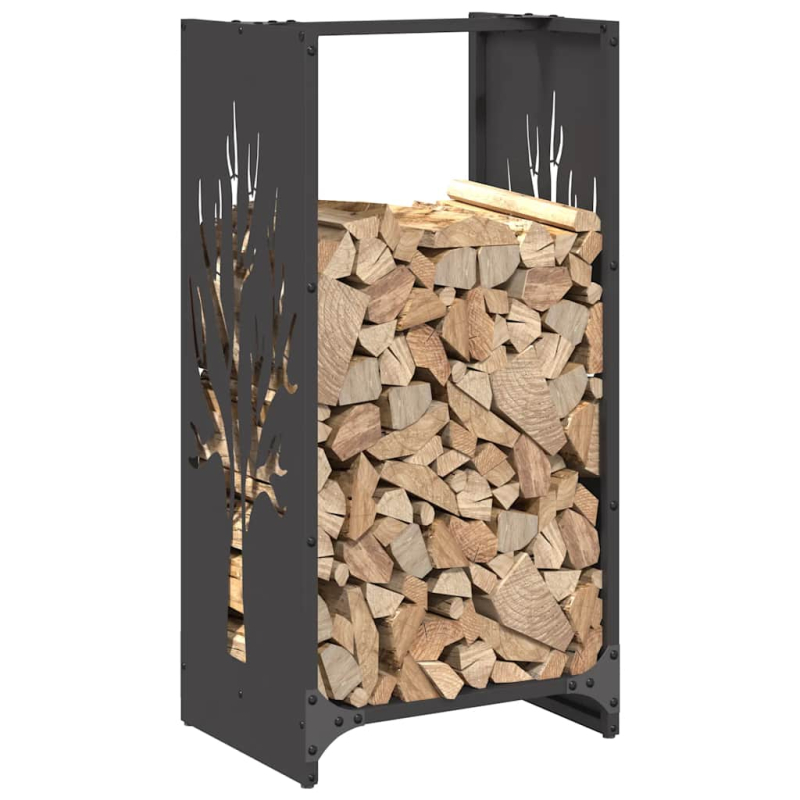 Brennholzregal Schwarz 40x30x80 cm Kaltgewalzter Stahl