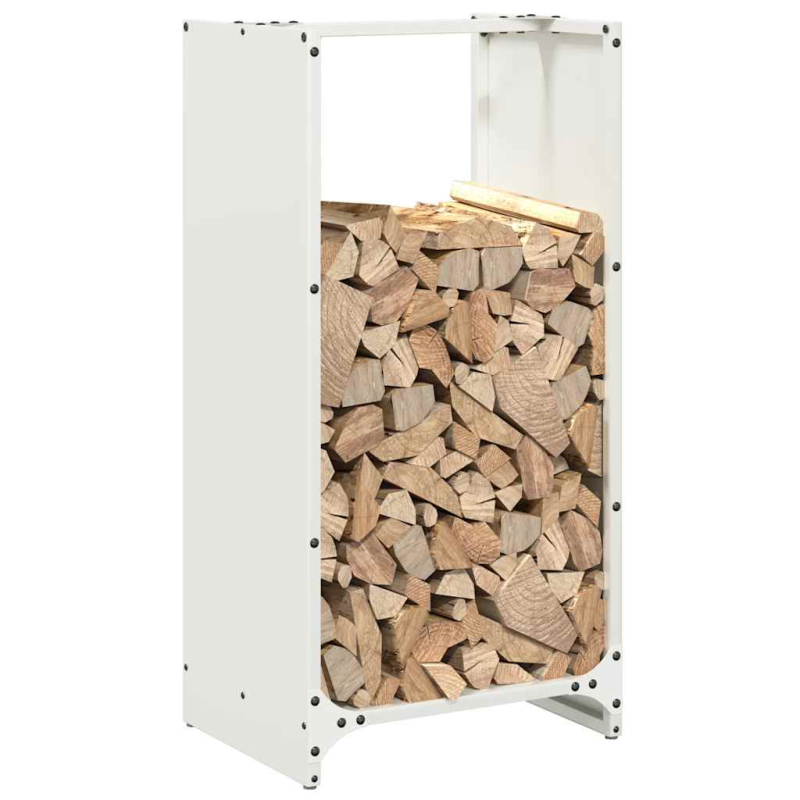 Brennholzregal Weiß 40x30x80 cm Kaltgewalzter Stahl