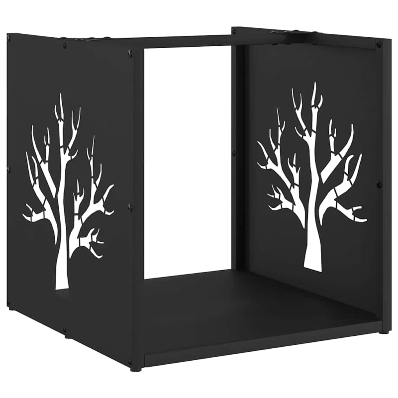 Brennholzregal Schwarz 40x40x40 cm Kaltgewalzter Stahl