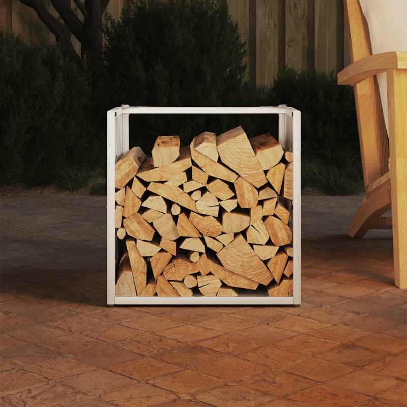 Brennholzregal Weiß 40x40x40 cm Kaltgewalzter Stahl