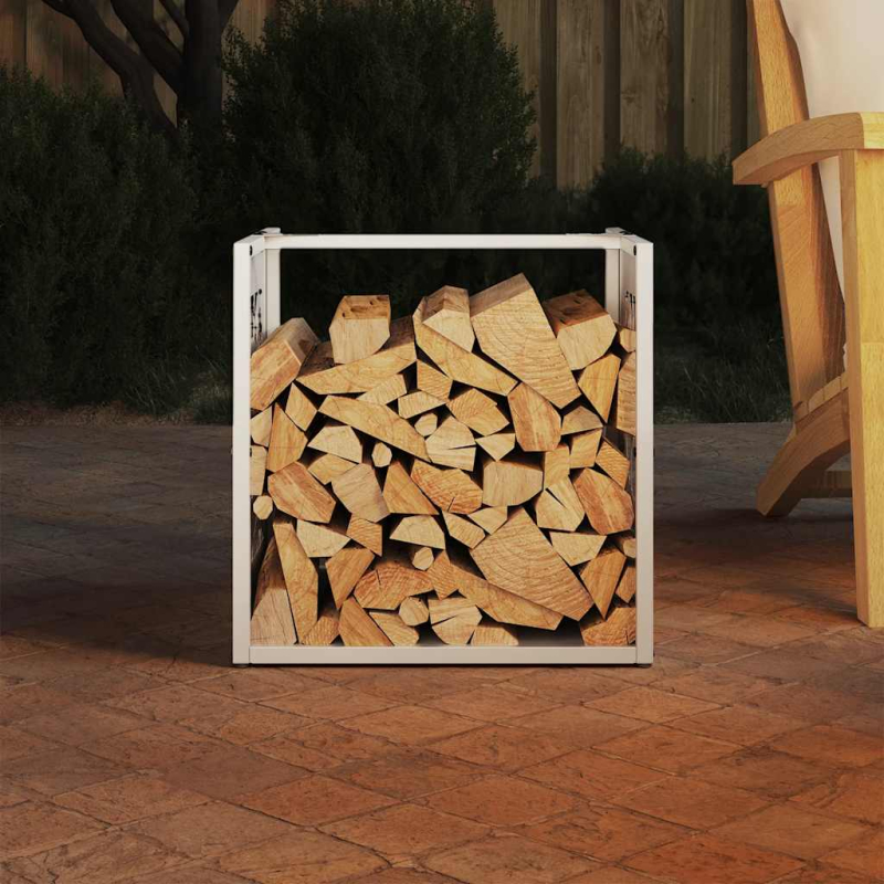 Brennholzregal Weiß 40x40x40 cm Kaltgewalzter Stahl