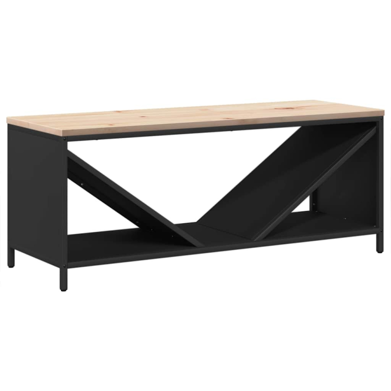 Brennholzregal mit Holzplatte Schwarz 100,5x35,5x40 cm