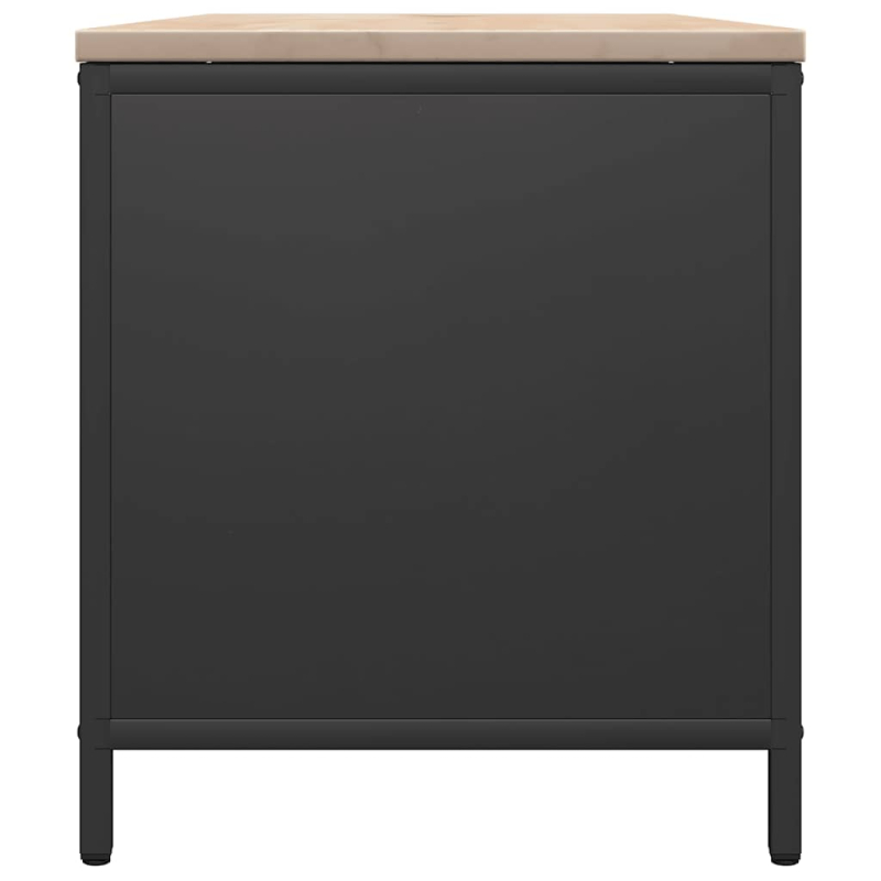 Brennholzregal mit Holzplatte Schwarz 100,5x35,5x40 cm