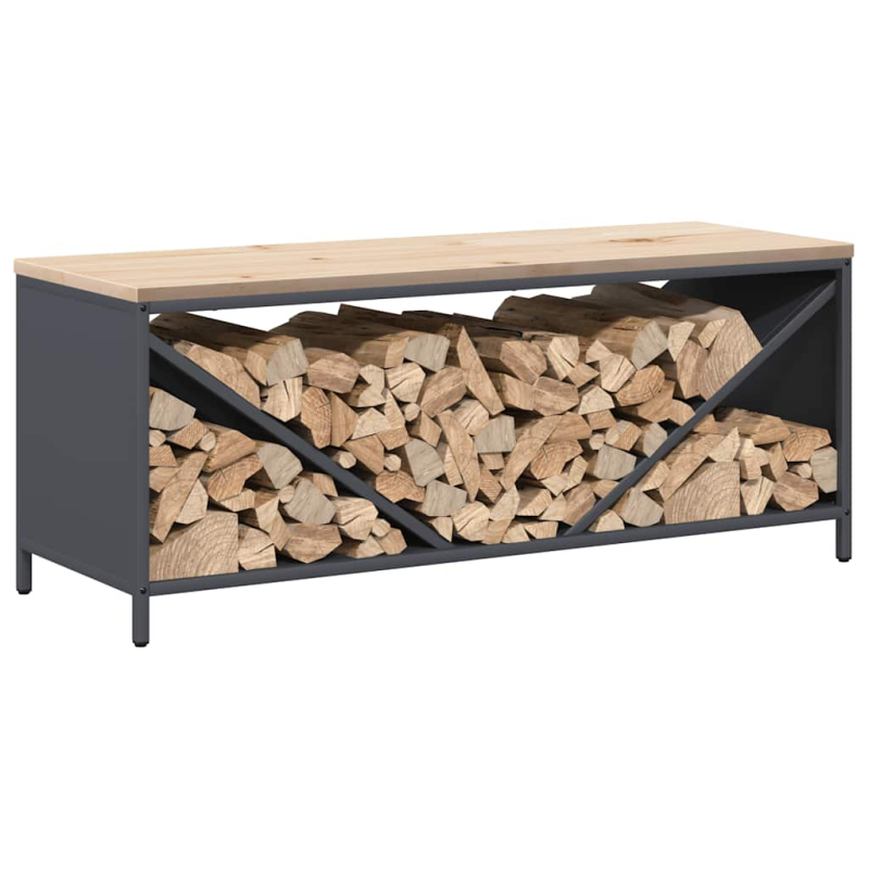 Brennholzregal mit Holzplatte Anthrazit 100,5x35,5x40 cm