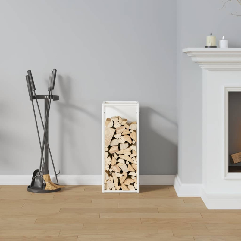 Brennholzregal Weiß 25x25x60 cm Kaltgewalzter Stahl