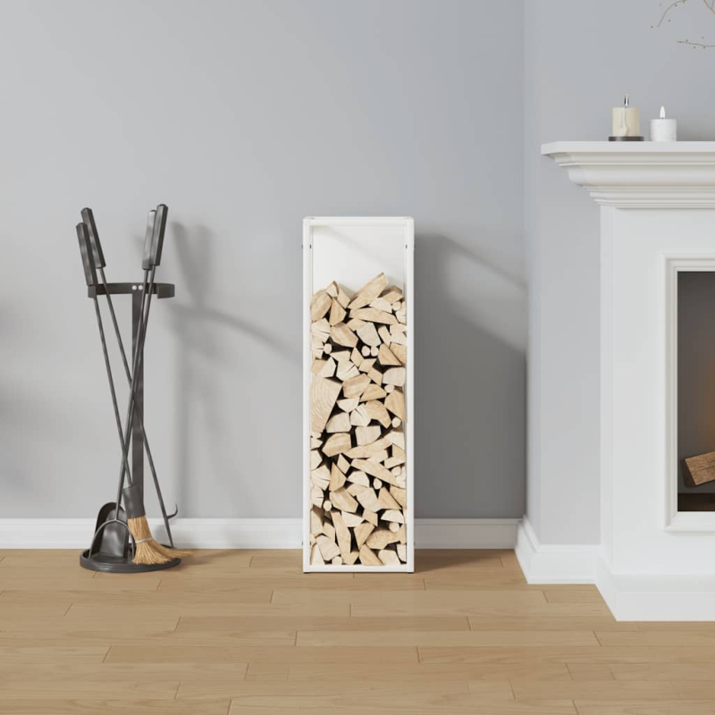 Brennholzregal Weiß 25x25x80 cm Kaltgewalzter Stahl