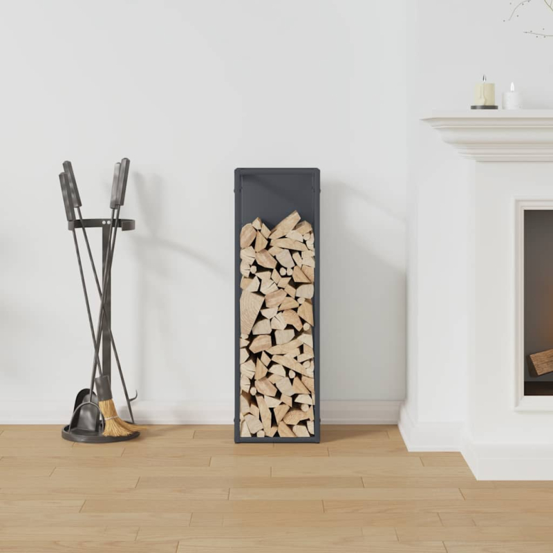 Brennholzregal Anthrazit 25x25x80 cm Kaltgewalzter Stahl