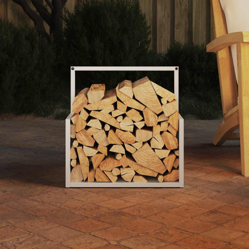 Brennholzregal Weiß 40x40x40 cm Kaltgewalzter Stahl