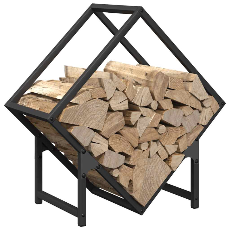 Brennholzregal Schwarz 50x25x50 cm Kaltgewalzter Stahl