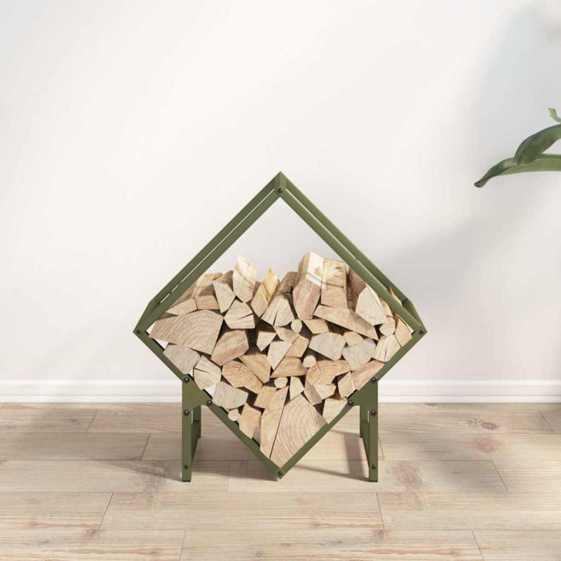 Brennholzregal Olivgrün 50x25x50 cm Kaltgewalzter Stahl