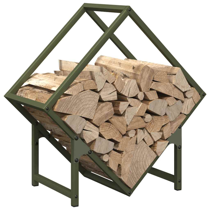 Brennholzregal Olivgrün 50x25x50 cm Kaltgewalzter Stahl