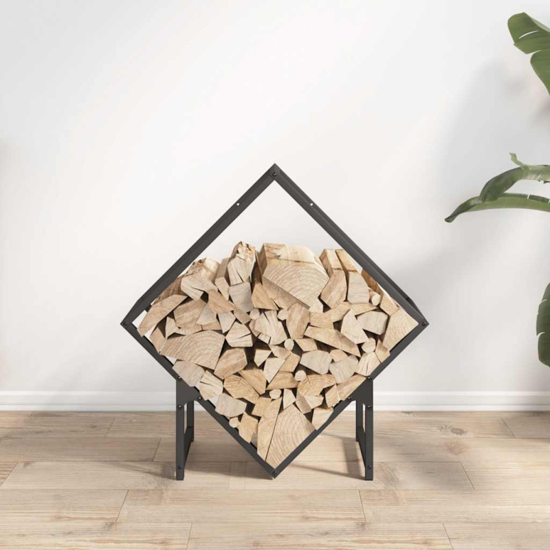 Brennholzregal Schwarz 60x25x60 cm Kaltgewalzter Stahl