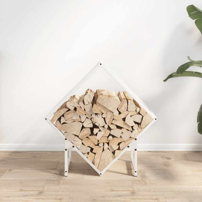 Brennholzregal Weiß 60x25x60 cm Kaltgewalzter Stahl