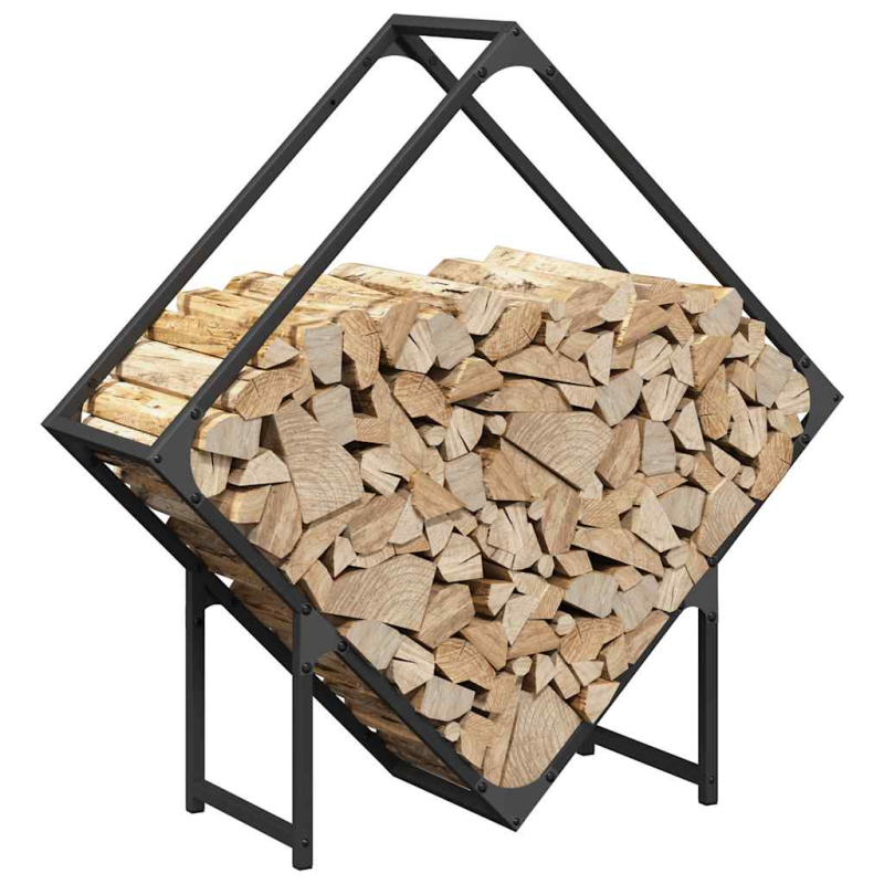 Brennholzregal Schwarz 80x25x80 cm Kaltgewalzter Stahl