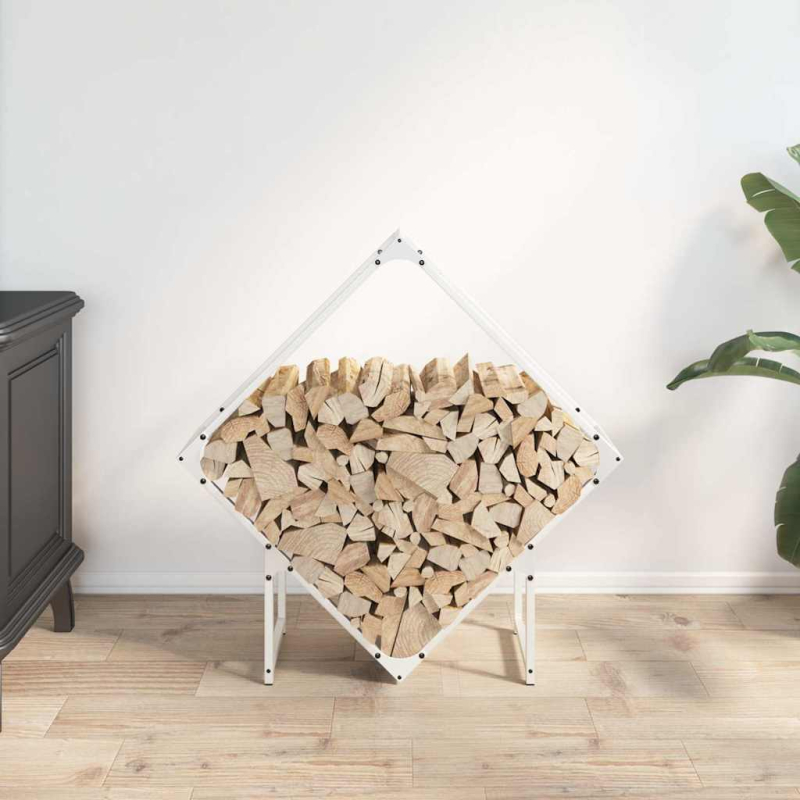 Brennholzregal Weiß 80x25x80 cm Kaltgewalzter Stahl